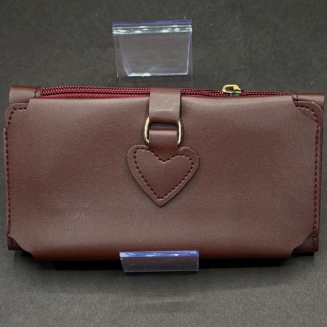 Şık Kalp Figürlü Bordo Kadın Cüzdan