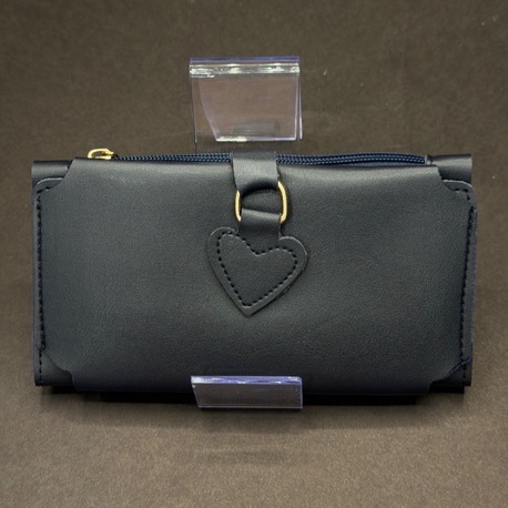 Kalp Detaylı Fermuarlı Kadın Uzun Cüzdan – Lacivert