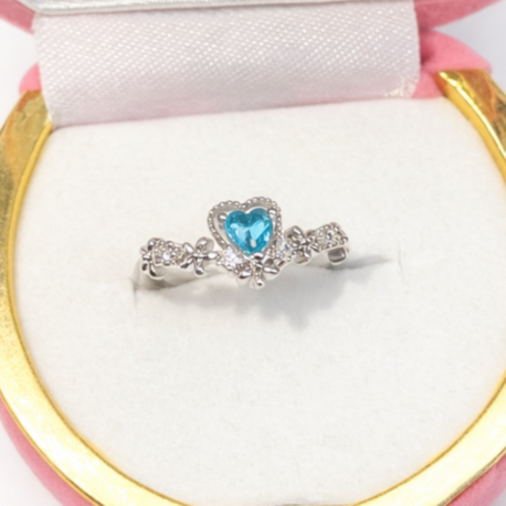 Mavi Kalp Taşlı Zarif Yüzük