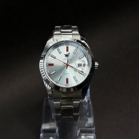Kırmızı Detaylı Gümüş Kadran Erkek Kol Saati