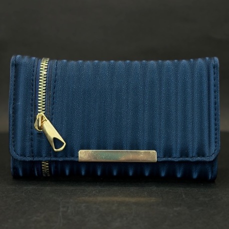 Lacivert Kadın Cüzdan – Çizgili Dokulu