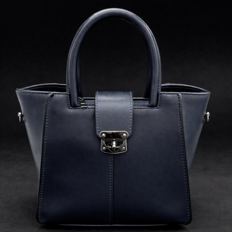 Lacivert Metal Kilitli Kadın El Çantası