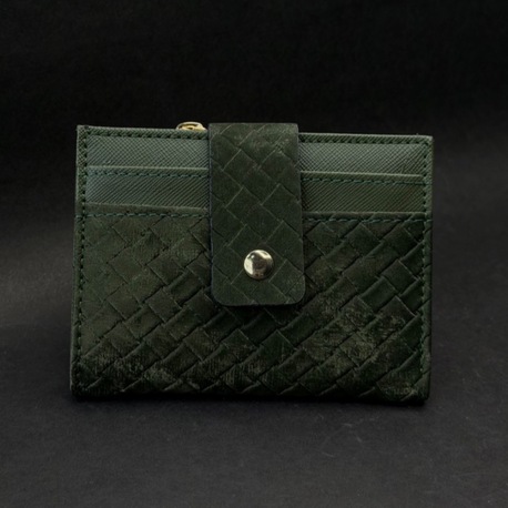 Desenli Çıtçıtlı Fermuarlı Kadın Cüzdan – Yeşil