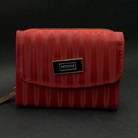 Çizgili Dokulu Mini Kadın Cüzdan – Kırmızı