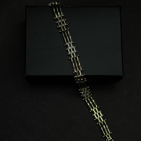 Gold Çok Sıralı Taşlı Çelik Bileklik