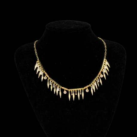 Modern Gold Püskül ve Taş Detaylı Kolye