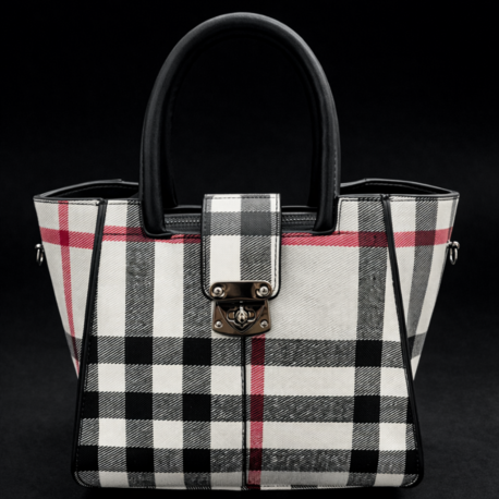 Modern Ekose Metal Kilitli Çanta