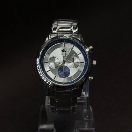 Metal Kordonlu Erkek Kol Saati – Çok Fonksiyonlu Gümüş & Mavi Tasarım