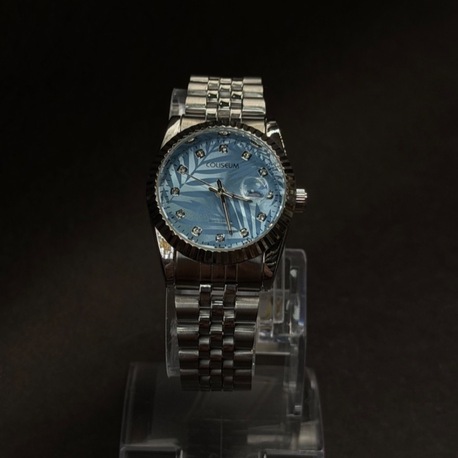 Gümüş Renk Çelik Kordonlu Açık Mavi Kadranlı Kadın Kol Saati