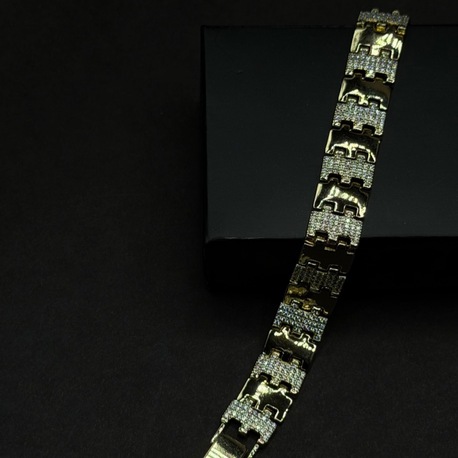 Gold Renk Blok Model Taşlı Bileklik