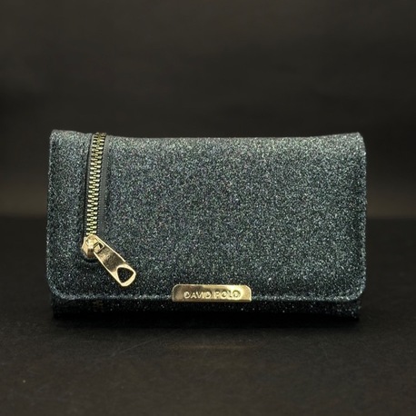 Simli Füme Kadın Cüzdan – Fermuarlı Kapaklı