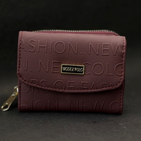 Yazı Desenli Mini Kadın Cüzdan – Bordo