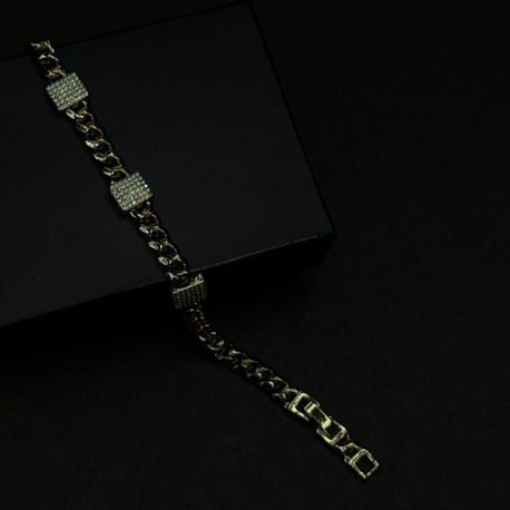 Gold Küp Taşlı Zincir Bileklik