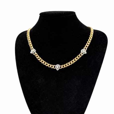 Şık Damla Figürlü Gold Zincir Kolye