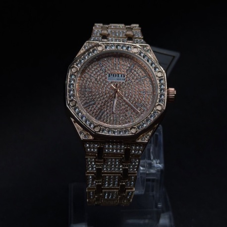 Rose Gold Renk Taş Detaylı Metal Kordon Saat