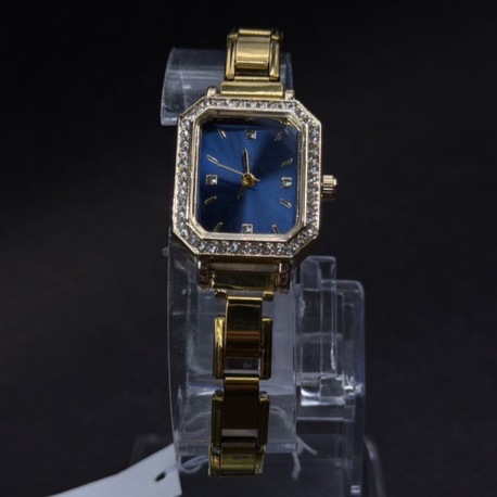 Lacivert Kadran Taşlı Kare Kasa Kadın Saat