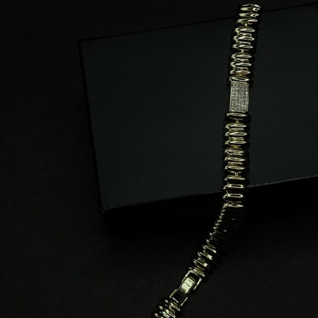 Gold Disk Zincir Taşlı Bileklik