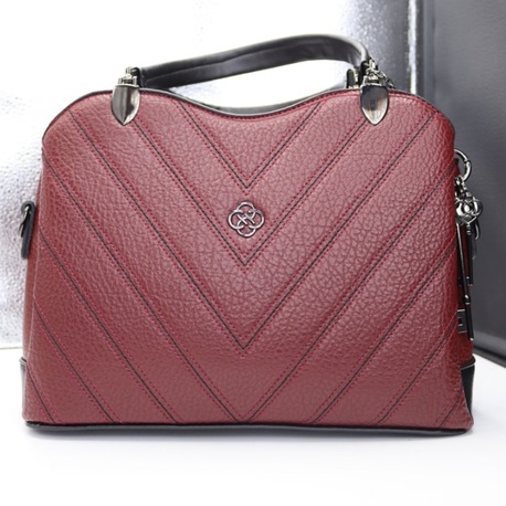 Çapraz Dikiş Detaylı Bordo Kadın El Çantası