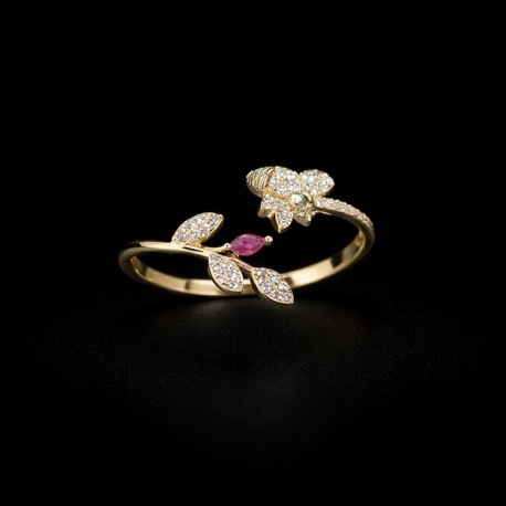 Floral Tasarım Gold Yüzük