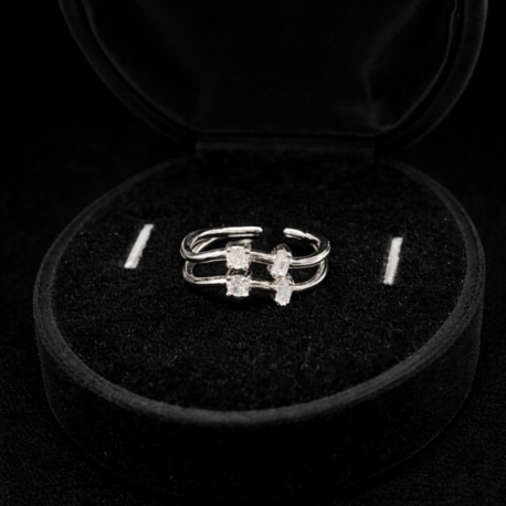 Asimetrik Çift Bantlı Şık Yüzük